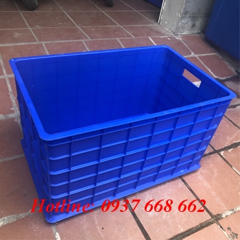 Thùng nhựa đặc 5 bánh xe màu xanh dương